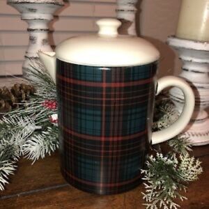 NWT Hearth & Hand Tea Coffee Pot Plaid Christmas